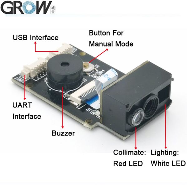 GROW GM77 640*480CMOS DC5V USB UART Интерфейс 1D 2D Сканер штрих-кода QR-кода Модуль считывателя Код паспорта Читаемый