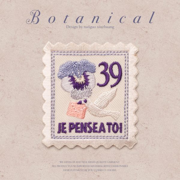 Custom Garden Iron-On Patches Pansies Artwork Reusable Send-Your-Design Option for DIY Garden-Inspired Crafts