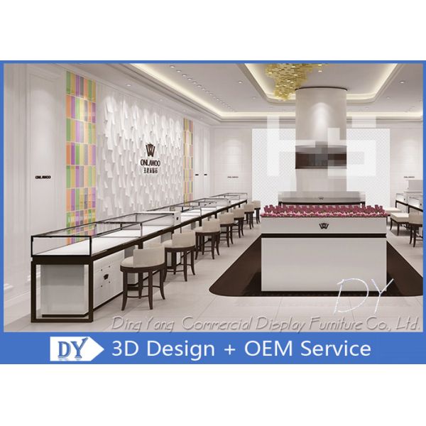 Современный белый деревянный металлический витрина для ювелирного магазина Размер 1200X550X950MM