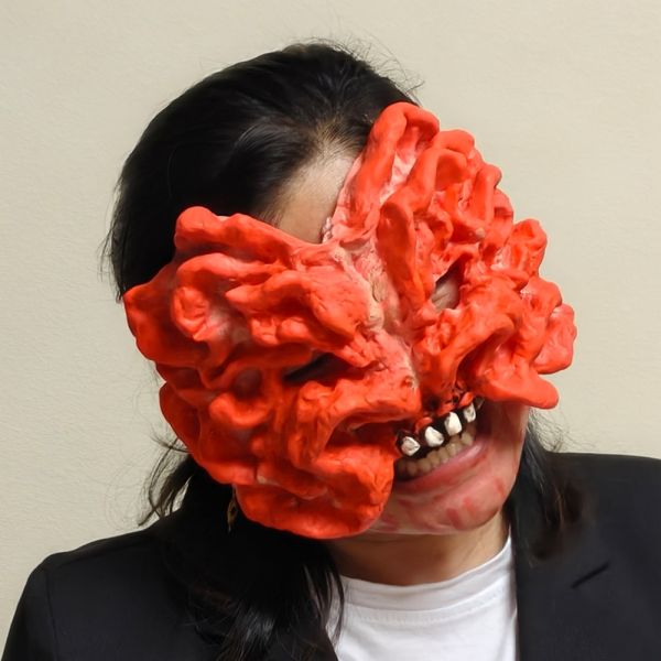 Bloody Red Fungus Mask For Halloween, Horror Cosplay Prop Mask For Costume Party, Fungal Infected Latex Mask For Men & Women, Red, One Size