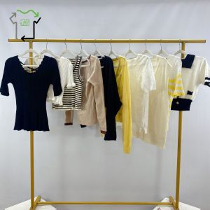 Second Hand Ladies Short Sleeve Sweater Knit Shirt Polyester Cotton Bales Packaged