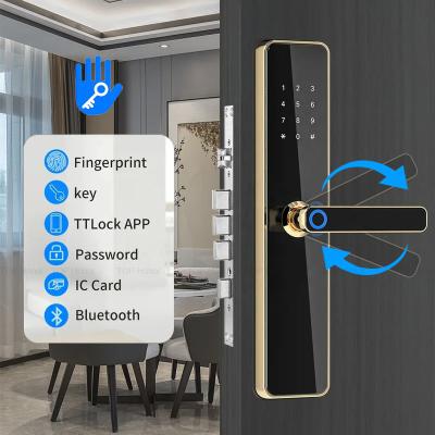 SUS 304 Stainless Steel Front Door Lock Biometric Code Card Key Access