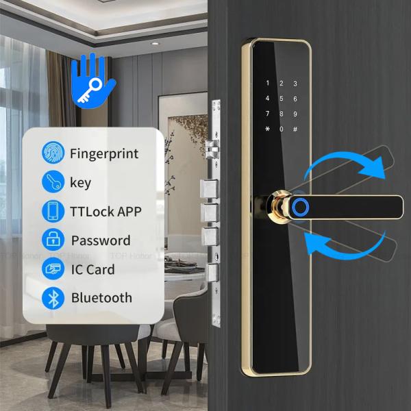 SUS 304 Stainless Steel Front Door Lock Biometric Code Card Key Access