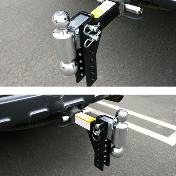 Black Chrome Trailer Spare Parts 7500lbs 7-1/2  Adjustable Dual Ball Hitch