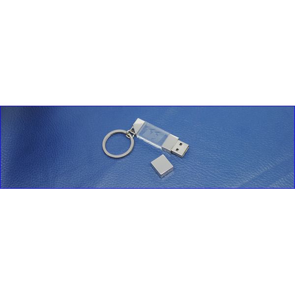 Slim Crystal 3D Branding 2GB USB Memory Stick Thumb Drive Free Key Ring