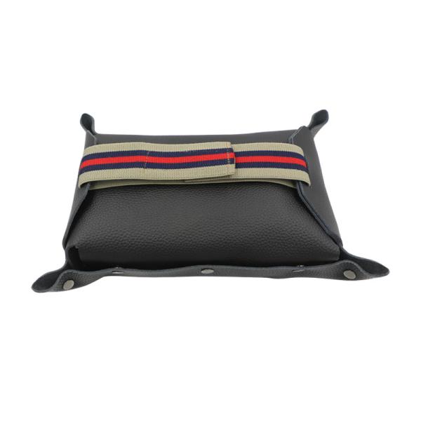 PU Leather Black Luxury Sun Visor Car Tissue Box 8.86 Inches