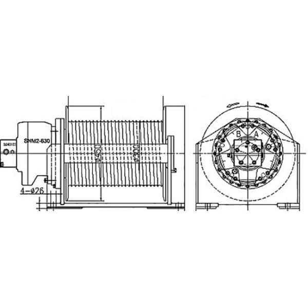Groove Sleeve Hydraulic Crane Winch 3 MM - 190 MM Wire Diameter