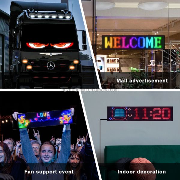 BGZM 16x32 Car LED Display Windshield Screen 12V Remote Control Devil'S Eye Animation Display