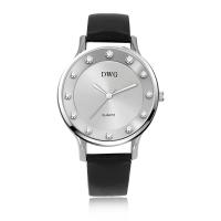Montres-bracelet en cuir de quartz d'alliage de quartz de montre d'hommes de femmes de Vegan minimaliste d'or
