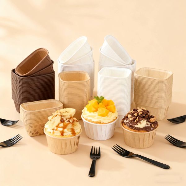 Custom Square Baking Cups - Disposable Greaseproof Liners for Cupcakes Paper Bowl