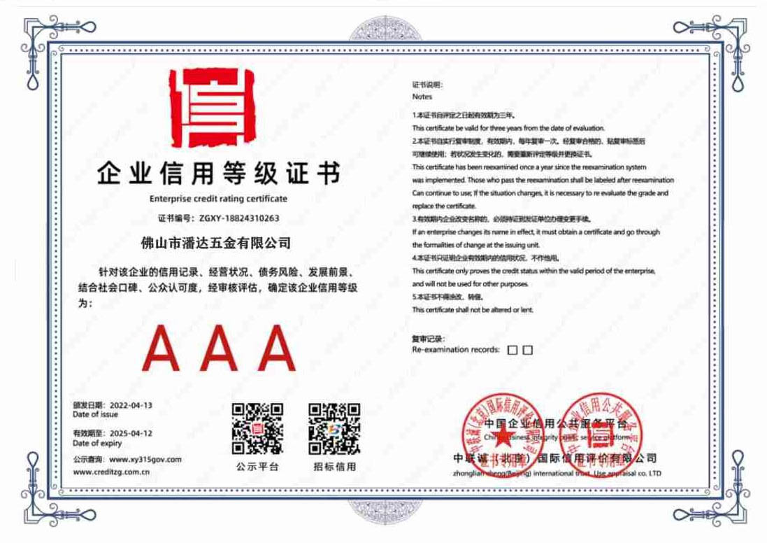 Foshan Panda Hardware Co., Ltd. Сертификации