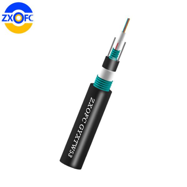 4 Core Direct Burial Fiber Optic Cable , GYXTW53 Double Armored Fiber Optic Cable
