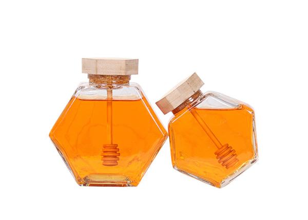 8 Oz Hexagon Honey Jars With Screw Tin Lid Customized Logo Printing