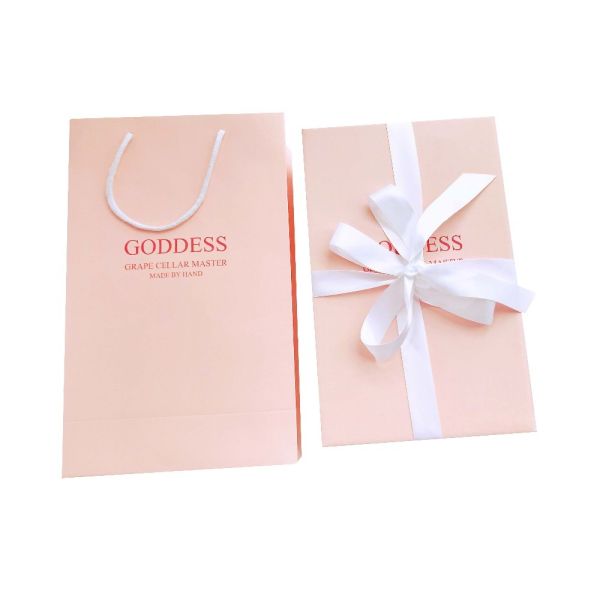 Pantone Ivory Board Wine Glasses Gift Box Packaging With PP Rope Handle