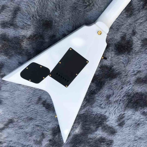 jackson custom guitar White color Golden hardwares Blocks inlay on rosewood fingerboard flying v electric guitar 6 strin