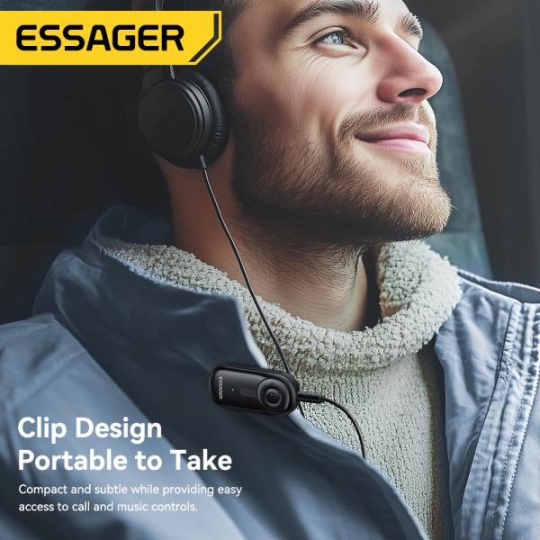 ESSAGER ES-BT14 3.5mm Audio Wireless Bluetooth Receiver Adapter For Wired Earphones Transmission Distance 10-20 Meters