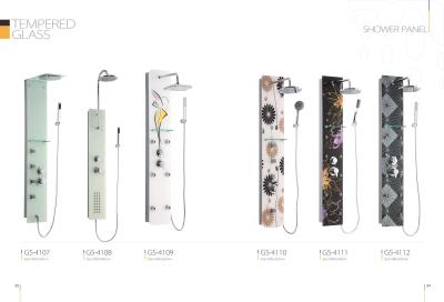 Colorful Pattern Shower Columns Panels , Tempered Glass Shower Panel With Top Shower