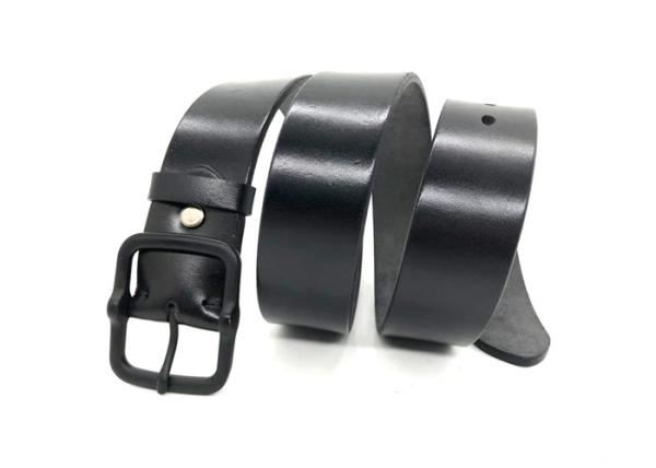 Classic Mens Cowhide Belt With Print Logo / Casual Black Belt Wear Resistant