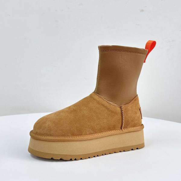 Slim Thick-Soled Pencil Boots Women'S New Winter Plus wool Thickened Snow Boots Women'S Outer Wear Cowhide Waterproof