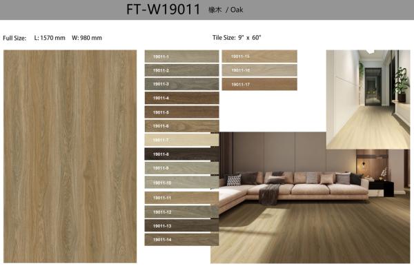 GKBM FT-W19011 Eco-friendly Click Waterproof Fireproof Thin Brown Oak Grain Stone Composite Vinyl SPC Flooring