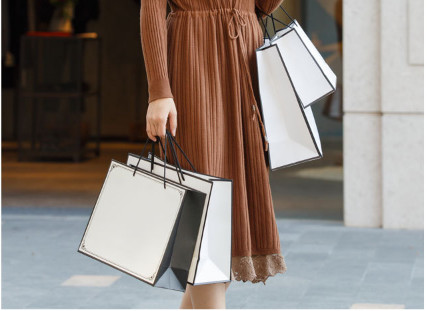 Black box horizontal white card gift paper bag for men and women.