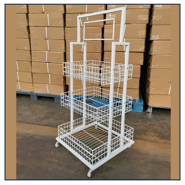 Customized Supermarket Promotion Mesh Cage With Wheels