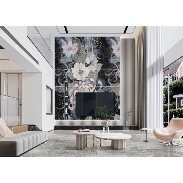 Flowers Artistic Decorative Stone Slab For Entrance Hall Impact Resistance