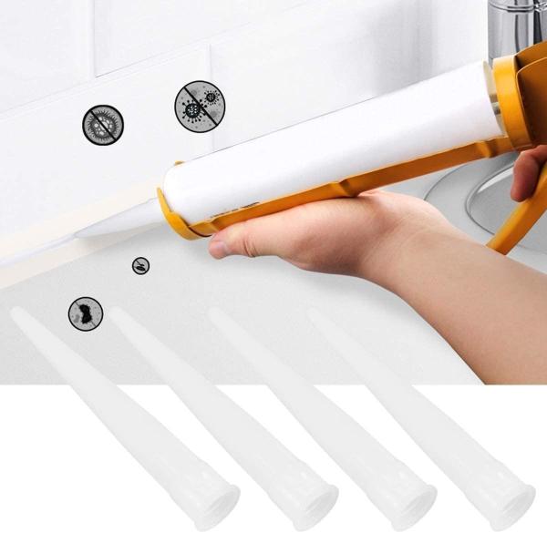 5PCS Plastic Caulking Gun extender Caulk Nozzle Tip Tool COX Type 1/4 Tip White Plastic Nozzle