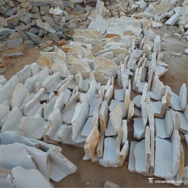White Random Loose Stacked Stone For Interior / Exterior Wall Decoration