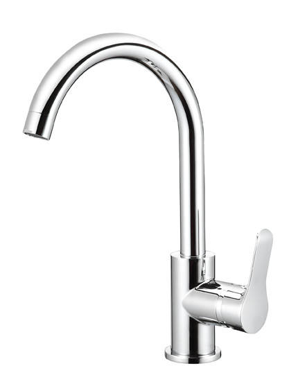 Polished Zinc Body Kitchen Mixer Faucet 360 Degree Swivel Spout Kitchen Tap
