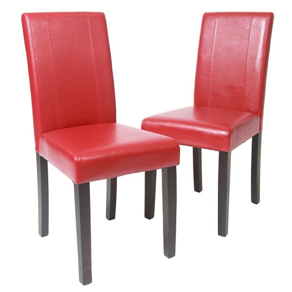 Urban Solid Wood Leatherette Padded Dining Room Chairs , Colored Wooden Dining Chairs Red