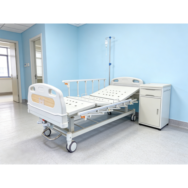 Manual Double-Crank Nursing Bed with 250kg Capacity and Central Brake System for Enhanced Safety