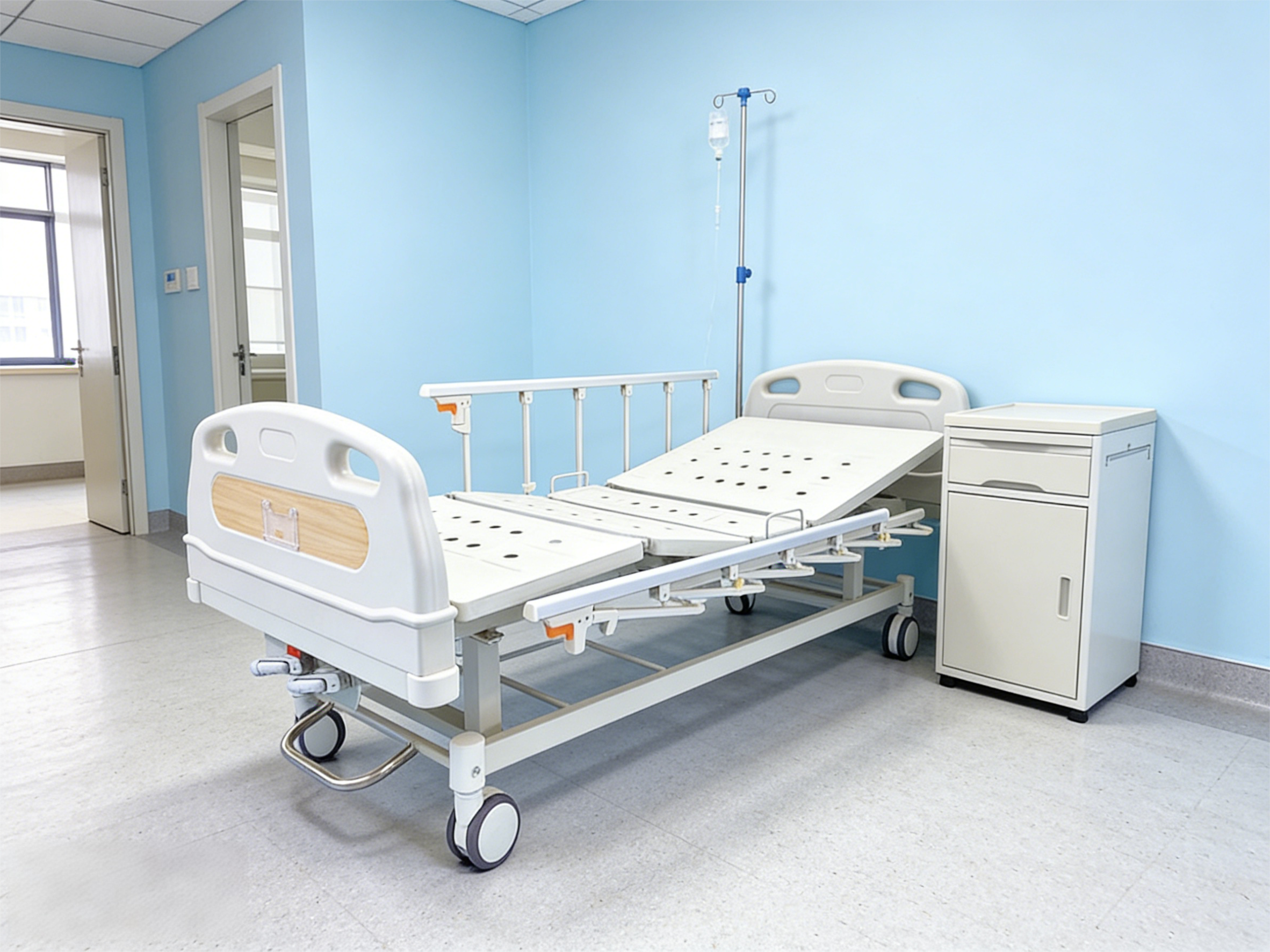 Manual Double-Crank Nursing Bed with Central Brake 250kg Capacity - B2-2-Z