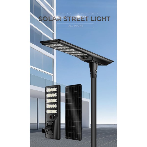 TR-TS02 Aluminum All-in-One Solar Street Light, High Lumen Branded LED, IP65 Waterproof with Smart Human Motion Sensor