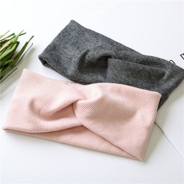 hair band accessories elastic pure color knitted wide hair bands women face wash sports headband wholesale