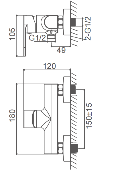 Rugged Brass Body  Bathroom Shower Mixer Taps