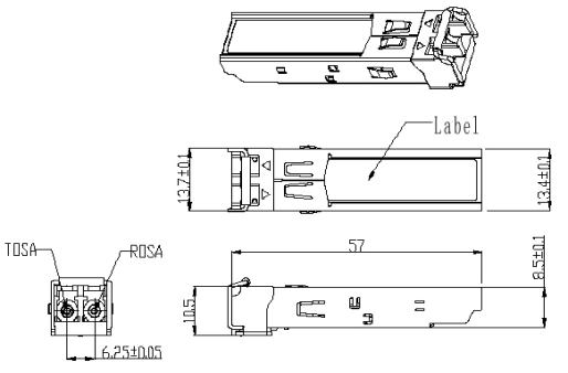 модуль 1270nm 1610nm DFB DDMI приемопередатчика гигабита 1.25G SFP 80km CWDM оптически