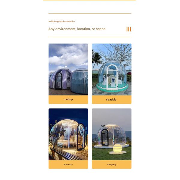 Transparent PC Dome Spherical Dining Room in Steel Structure Bubble House for Star Gazin