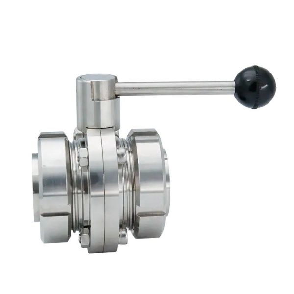 Hydraulic Sanitary Butterfly Valve 304 316L Stainless Steel One Side Weld Thread High Temperature Media ISO9001 Certified