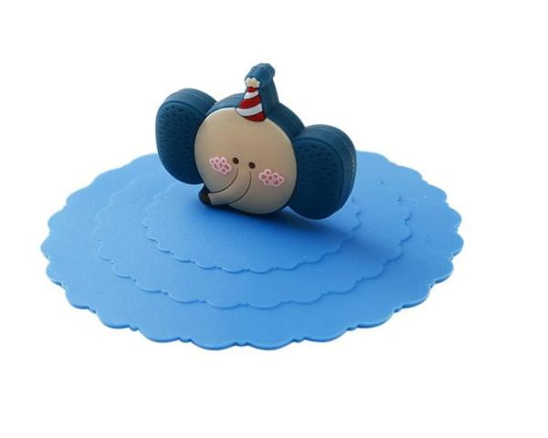 Reusable Cartoon Dustproof Silicone Cup Lid Easy To Clean and BPA Free Material Feature