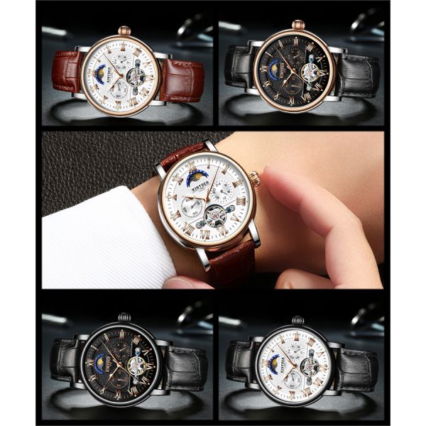 KINYUED 2019 Creative Automatic Men Watches Luxury Brand Moon Phase Mens Mechanical Watch