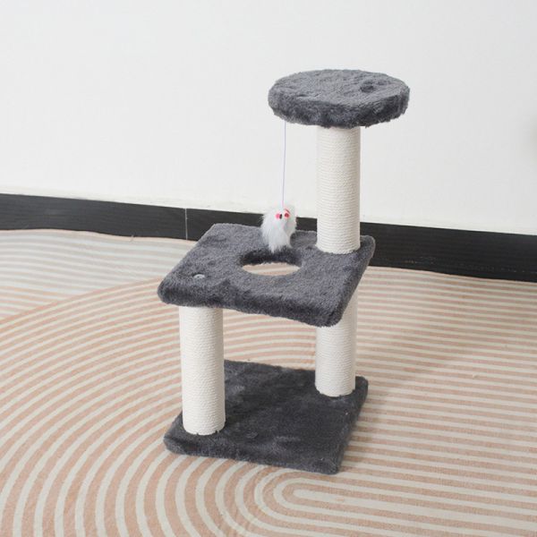 ODM Design Cat Furniture Beige Chipboard Climbing Tree with Sisal Column and Plush Hammock