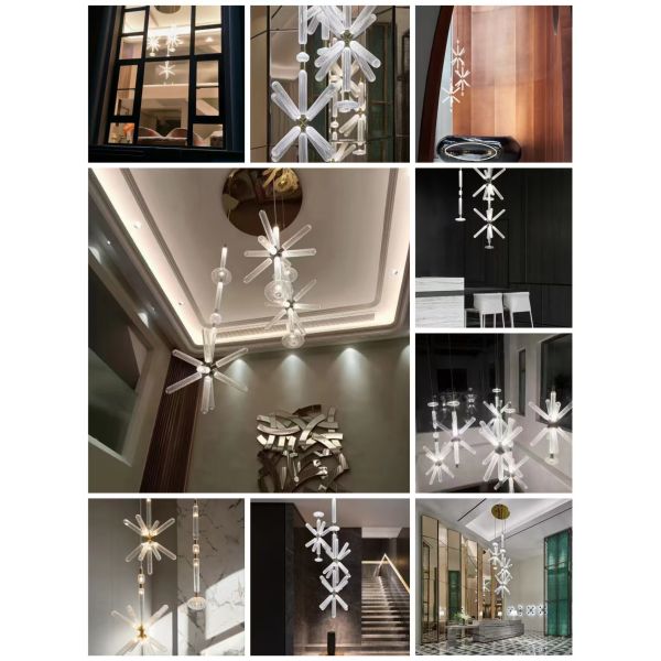 Custom Large LED Chandelier Lamp Vintage Style Iron Metal Pendants Glass Residential Hotel Lobby Decor Hanging Installation Bulb