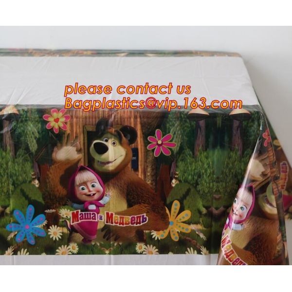 Поставки tablecover партии детей мультфильма скатерти дня рождения с днем рождения пластиковые, рождение ZLDECOR прекрасное 108cm устранимое