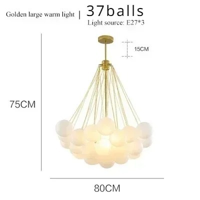 Glasses Bubble Chandeliers Nordic Frosted Glass Gold Black Pendant Light （WH-AP-669）