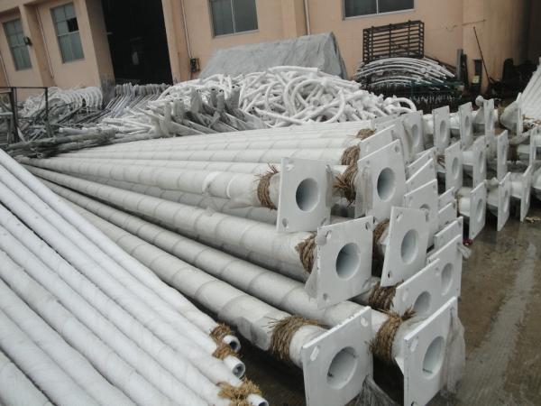 6M double arm Q235 Embossed decorative  8m street lighting pole with aluminum base