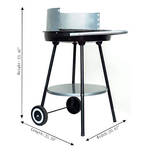 24 Inch 20 Inch Freestanding Charcoal Grills With Wheels BBQ Camping