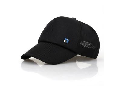 Black Mesh Trucker Hat 5 Panels , Custom Mesh Snapback Hats Patch Embroidery Logo