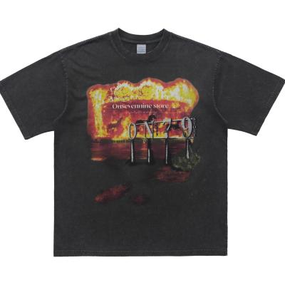 Pânico de algodão Compra de camisas de tamanho excessivo Lavadas com ácido T-Shirt pesado Tipo de tecido