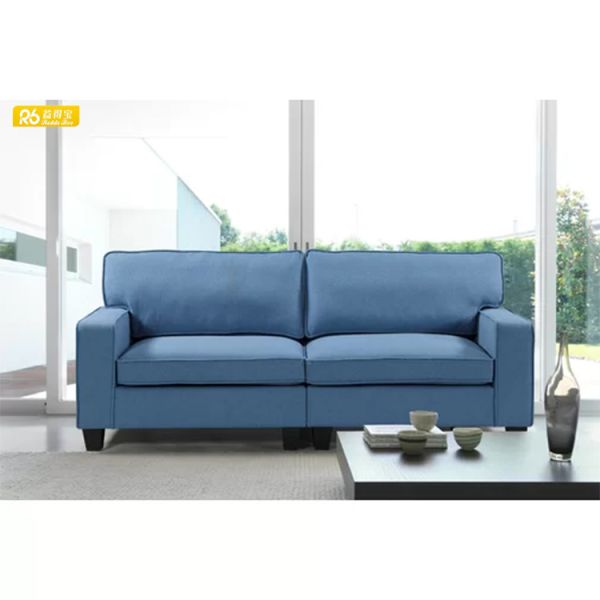 Custom Upholstered Gray Linen Loveseat And Couch Sofa Living Room Furniture